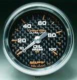 Auto Meter | 4721 2 1/16 Carbon Fiber Series - Oil Pressure Gauge - Mechanical - 0-100 PSI