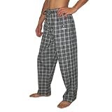 Mens NFL Oakland Raiders Plaid Finest Cotton Thermal Sleepwear / Pajama Pants - Black & Grey