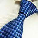 T4018 NEW Designer Necktie Hand Made Blue Ties Checkers Necktie for Men 100% Jacquard Woven Pure Silk Mens Neck Tie Neckwear Set