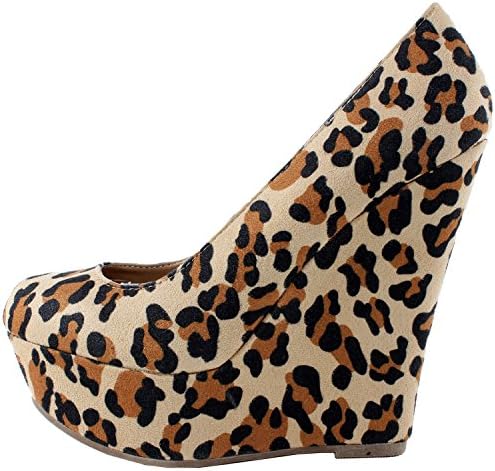 Breckelles Cilo-01S Platform Pumps-Shoes,7 B(M) US,Leopard Suede