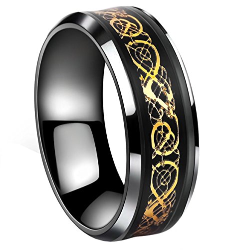 Tanyoyo black celtic dragon titanium steel carbide ring…