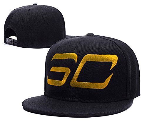 Stephen Curry Logo Adjustable Snapback Caps Embroidery Hats - Black/Gold