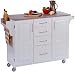 Kitchen & Housewares : Kitchen Cart with Salt and Pepper Granite Top- White