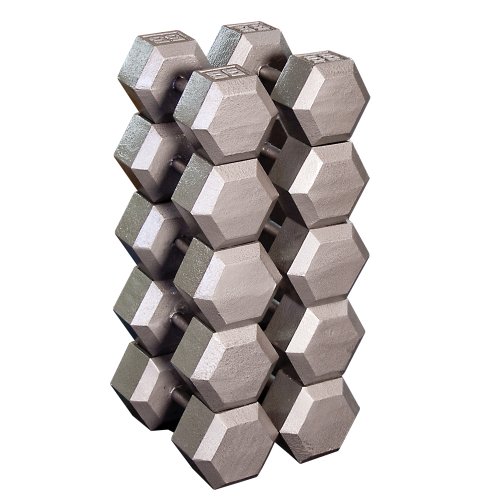 Body Solid SDS650 55-75-Pound Grey Hex Dumbbell Set