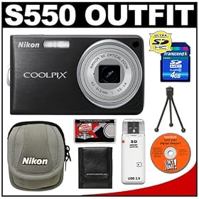Nikon Coolpix S550 10-Megapixel Digital Camera (Graphite Black) with 5x Optical Zoom + 4GB... by Nikon