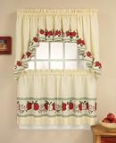 Country Apples Three Piece Ivory Window Curtain Tier Set - 24 In