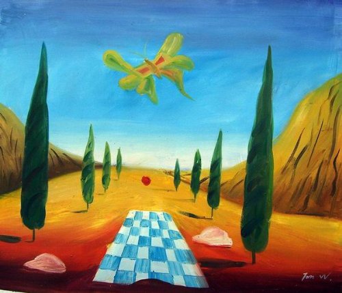 20X24 inch Abstract Art Oil Painting Cypress Landscape