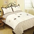 Blancho Bedding - [Graceful Flower Dance] Hand-Appliqued Quilt Set with 25.3 OZ filling (Full/Queen Size)