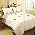 Blancho Bedding - [Graceful Flower Dance] Hand-Appliqued Quilt Set with 25.3 OZ filling (Full/Queen Size)