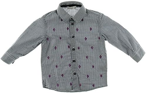 Ballantyne Gingham Embroidered Button-Down Shirt Navy 12M