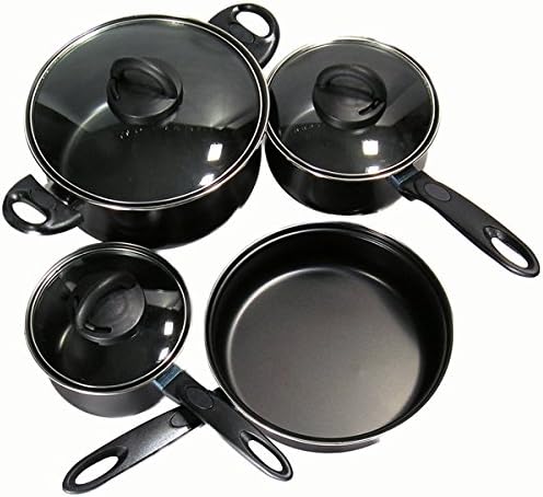 Starcrafts 7Pc Nonstick Cookware Set W/Glass Lid Red - Blue - Black Color - 82333