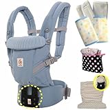 ベビーウエストベルト付　エルゴベビー　ADAPTアダプト/アズールブルー 替フードカバーセット 【正規品2年間保証-SG認定】 フードカバー+よだれパッド+収納ポーチ付