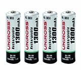 Uniross Classic 4 x AA 1300 mAh Rechargeable Batteries