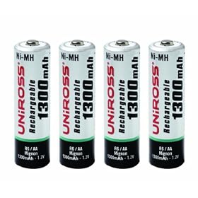 Uniross Classic 4 x AA 1300 mAh Rechargeable Batteries