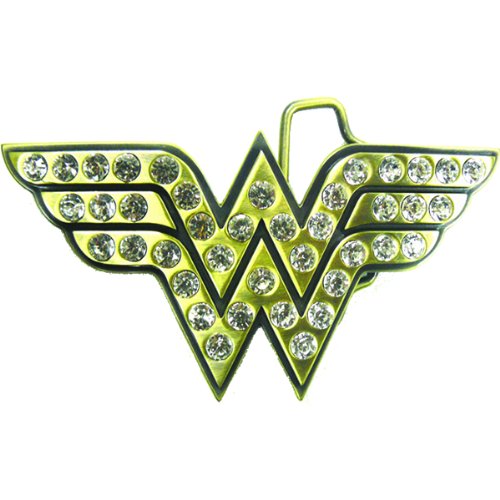  DC COMICS WONDER WOMAN GOLD LOGO W/ RHINESTONES BUCKLE