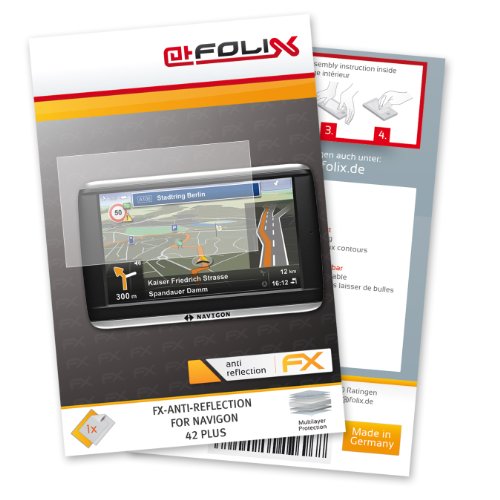 atFoliX FX-Antireflex Displayschutzfolie für Navigon 42 Plus - Displayschutz antireflektierend! Höchste Qualität - Made in Germany!