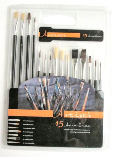 Childrens Toyshop  Toys : ARTIST'S 15 BRUSHES ACRYLIC / OIL PAINT BRUSH