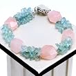 Aquamarine & Pink Rose Quartz Handmade Bracelet
