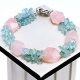 EXP Aquamarine & Pink Rose Quartz Handmade Bracelet