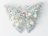 Aurora Borealis Crystal Rhinestone Flutter Butterfly Custom Fashion Broach Pin