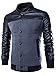 Neleus Men's Stand Collar Leather Sleeves Slim Fit Button Jacket