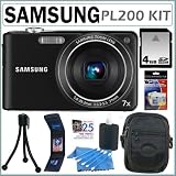 Samsung PL200 14.2MP Digital Camera with 7x Optical Zoom and 3-inch LCD in Black + 4GB Accessory Kit