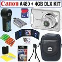 Canon PowerShot A480 10 MP Digital Camera (Silver) + 4GB Deluxe Accessory Kit