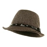Herringbone Rocker Trilby Fedora Hat-Brown W19S62A