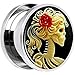 Body Candy Stainless Steel Red Rose Skeleton Screw Fit Plug Pair (5mm to 20mm)