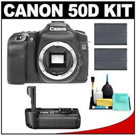 Canon EOS 50D Digital SLR Camera Body + Canon BG-E2N Battery Grip + Two (2) Batteries + Cleaning Kit