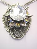 Huge Crystal Spiked Pendant Stunning Rocker Jewelry Metal Spikes Chain Length: 18 Inch