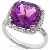 1/3 carat Diamond and Amethyst (11x11mm) Ring in 14k White Gold
