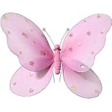 Hanging Butterfly 5" Small Light Pink Nylon Butterflies with Sequins and Glitter for Baby Nursery Bedroom, Girls Room Ceiling Wall D&eacute;cor, Wedding Birthday Party, Baby Bridal Shower Butterfly Decoration