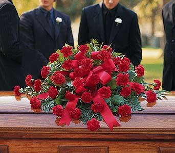 Red Regards Casket Spray