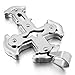 INBLUE Men's Large Stainless Steel Pendant Necklace Heavy Silver Tone Cross -with 23 inch Chain