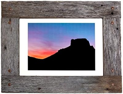 Barn wood picture frame with bolts and Casa Grande at Sun Up photograph with glass and matting Order number 615