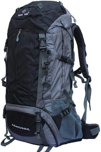 Unisex Horizonal Double Shoulder Travel Backpack Hiking Bag 50L 60L JX033(Black)