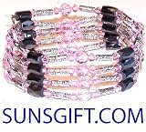 Magnetic Hematite Bracelet Necklace Silver Chain Pink