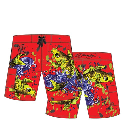 Ed Hardy boys Toddlers Swim Board Shorts - Red