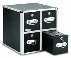 Vaultz Locking CD File Cabinet, 4 Drawers, 15.25 x 14.00 x 14.50 Inches - Black (VZ01049)