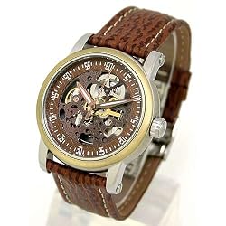 Tremont 3 Hand Automatic Skeleton Watch w/ Silver-Tone Dial and Leather Strap. Model: 843332003154