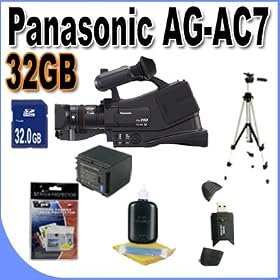 Panasonic AG-AC7 Shoulder Mount AVCHD Camcorder W/32GB SDHC Memory + Extra Extended Life Batteries + Ac/Dc Rapid Charger + USB Card Reader + Full Size Tripod + Deluxe Case w/Strap + Lens Pen Cleaner + Accessory Saver Bundle!