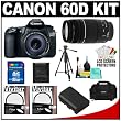 Canon EOS 60D Digital SLR Camera Body with EF-S 18-135mm IS Lens & 75-300mm III Lens + 16GB Card + Battery + Case + Tripod + Accessory Kit