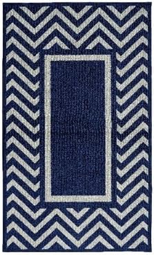 Chevron Frame Rug - Navy and Silver