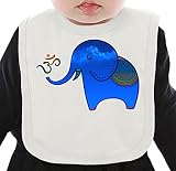 Elephant In Indian Style With Om Symbol ネクタイを有する有機ビブ Medium