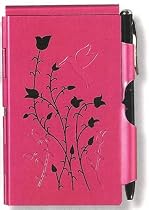Wellspring Flip Notes Raspberry Hummingbird Metal Notepad w/Pen