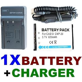 NEEWER® NP-20 Li-Ion Battery and AC Wall Charger + Car Charger for Casio Digital Cameras - Exilim Card, Zoom & MORE!