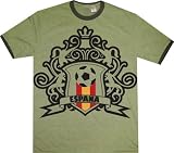Spain Soccer World Cup Football Espana Crest Heather Green Fitted Adult T-shirt Tee
