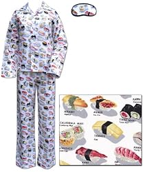 The Cat's Pajamas White Sushi Women's Cotton Pajama 1X