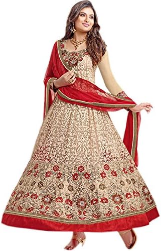 Fabboom the new latest Red and Cream Long Anarkali Suit